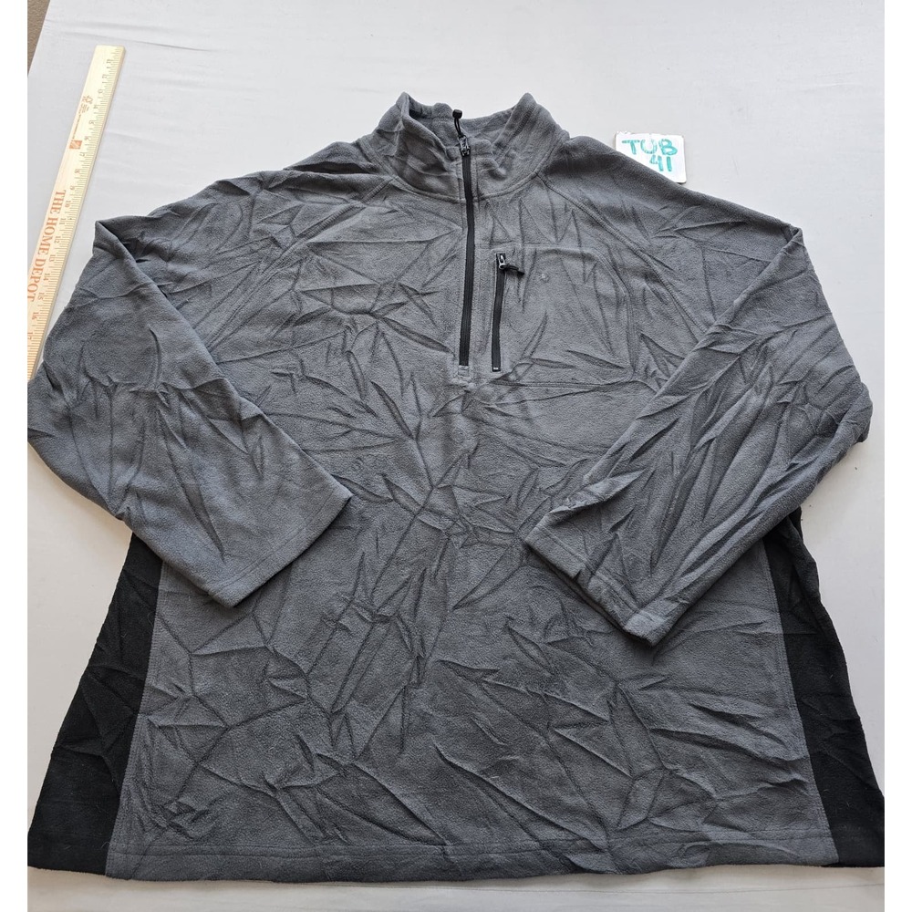 Starter Mens 2XL Gray Quarter Zip Fleece Pullover Jacket Mock Neck Activewear